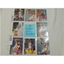 LOT 8 GRANT HILL ROOKIE BASKETBALL CARDS