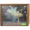 Image 2 : VINTAGE FRAMED PRINT WOMAN BY MOUNTAINS