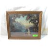 Image 3 : VINTAGE FRAMED PRINT WOMAN BY MOUNTAINS