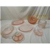 Image 1 : LOT 6 PINK DEPRESSION BOWLS, PLATTERS, DISH