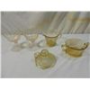 Image 1 : LOT 5 YELLOW DEPRESSION GLASS CUPS, CREAMER, CANDL