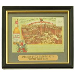 Anheuser Busch Framed Postcard Circa 1880's