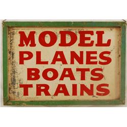 Model Planes, Boats, & Trains Painted Tin Sign