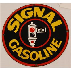 Signal Gasoline Porcelain Pump Sign Rare