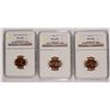 Image 1 : 1960 LARGE DATE, 61, & 64 LINCOLN CENTS NGC MS-66 RD