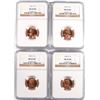 Image 1 : 2 1950-D, & 2 51-D LINCOLN CENTS NGC MS-66 RD
