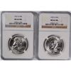 Image 1 : LOT OF ( 2 ) 1957-D FRANKLIN HALF DOLLARS, NGC MS-64 FBL
