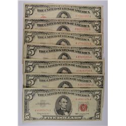 (7) $5 US RED SEAL NOTES