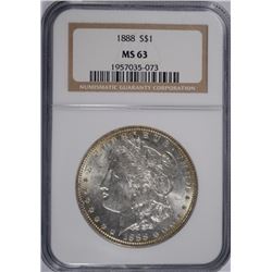 1888 MORGAN SILVER DOLLAR, NGC MS-63