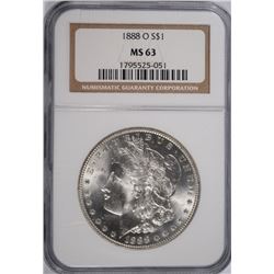 1888-O MORGAN SILVER DOLLAR, NGC MS-63