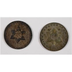 (2) THREE CENT SILVERS (51, 52)