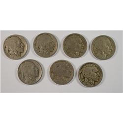 (7) BUFFALO NICKELS (13 II, 14, 15, 16, 17, 17-D, 19)