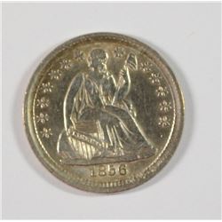 1856 SEATED HALF DIME AU-58