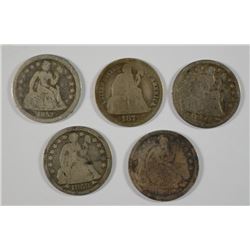 (5) SEATED LIBERTY DIMES (40, 53, 54, 57, 75)