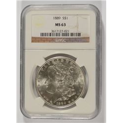 1889 MORGAN SILVER DOLLAR, NGC MS-63