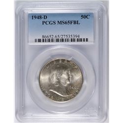 1948-D FRANKLIN HALF DOLLAR, PCGS MS-65 FBL