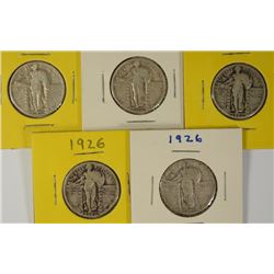 (5) 1926 STANDING LIBERTY QUARTERS