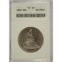 1853 SEATED HALF DOLLAR ANACS EF-40