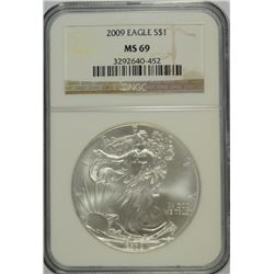 2009 SILVER AMERICAN EAGLE NGC MS-69