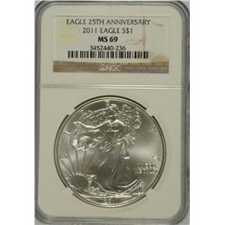 2011 SILVER AMERICAN EAGLE NGC MS-69