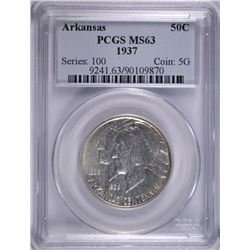 1937 ARKANSAS COMMEN HALF DOLLAR PCGS MS-63