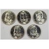 Image 1 : (5) 1955 FRANKLIN HALF DOLLARS CH BU