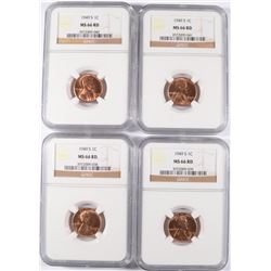 ( 4 ) 1949-S LINCOLN CENTS NGC MS-66 RD