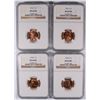 Image 1 : (2) 1952-D, (2) 1954-S LINCOLN CENTS NGC MS-66 RD