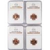 Image 1 : 2 1954-S, & 2 55-S LINCOLN CENTS NGC MS-66 RD