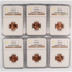 2 1950-D, 2 51-D, & 2 52-D LINCOLN CENTS NGC MS-66 RD