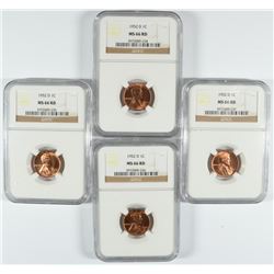 4 1952-D LINCOLN CENTS NGC MS-66 RD