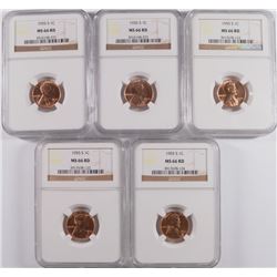 ( 5 ) 1955-S LINCOLN CENT, NGC MS-66 REDS!!