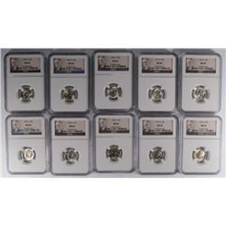 LOT OF (10) 1953-S ROOSEVELT DIMES NGC MS-66