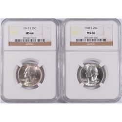 1947-S & 48-S WASHINGTON QUARTERS NGC MS-66