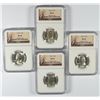 Image 1 : LOT OF ( 4 ) 1954-S WASHINGTON QUARTERS, NGC MS-66