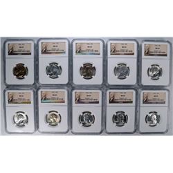LOT OF (10) 1962 WASHINGTON QUARTERS NGC MS-65