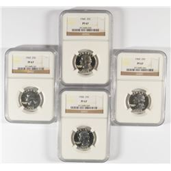 LOT OF ( 4 ) 1960 WASHINGTON QUARTERS, NGC PROOF-67