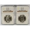 Image 1 : LOT OF ( 2 ) 1957-D FRANKLIN HALF DOLLARS, NGC MS-64 FBL