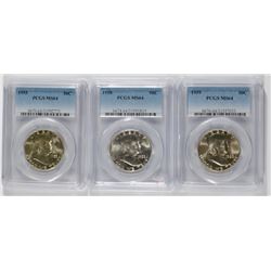 1955, 58, 59 FRANKLIN HALVES PCGS MS-64