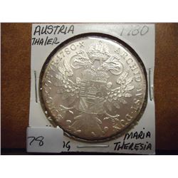 1780 AUSTRIA MARIA THERESIA THALER (SILVER)
