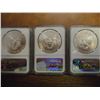 Image 2 : 3-2011 AMERICAN SILVER EAGLES NGC MS68'S
