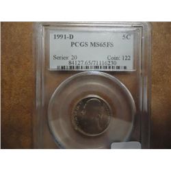 1991-D JEFFERSON NICKEL PCGS MS65FS