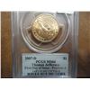 Image 1 : 2007-D JEFFERSON DOLLAR PCGS MS66 POS. A