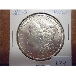 1921-S MORGAN SILVER DOLLAR UNC
