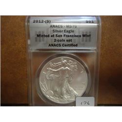 2012-(S) AMERICAN SILVER EAGLE ANACS MS70