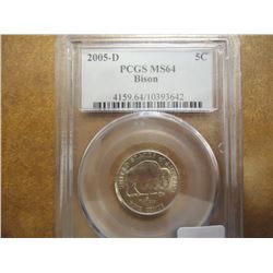 2005-D BISON NICKEL PCGS MS64