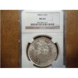 1884-O MORGAN SILVER DOLLAR NGC MS64