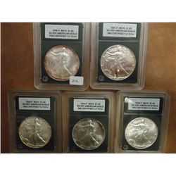 1986-P,87-P,88-P,93-P & 98-P AMERICAN SILVER EAGLE