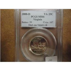 2000-D VIRGINIA QUARTER PCGS MS66