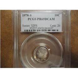 1978-S ROOSEVELT DIME PCGS PR69 DCAM